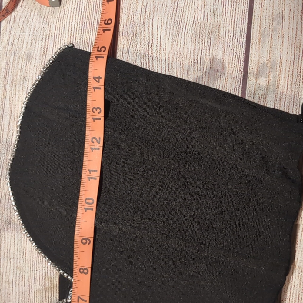Zara Black Strapless Corset Bustier Rhinestone Detail Top Size L - Picture 9 of 11